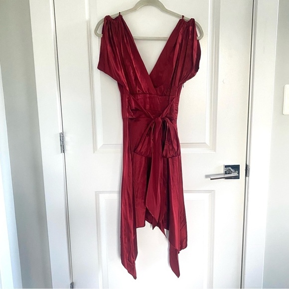 Trashy Diva Obi Dress Crimson Red Silk - Picture 2 of 5